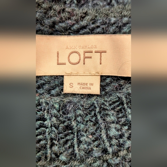 Loft Green Striped Wool Blend Sweater Size Small - Picture 5 of 8